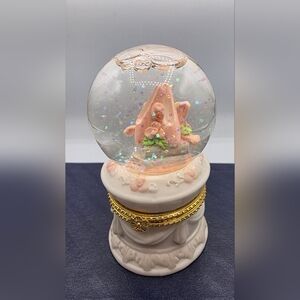 Snow Globe Ballet Slipper Mini Trinket Box with Gold Accents